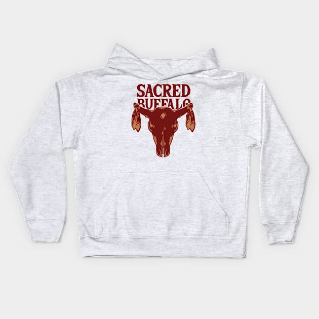 Sacred Buffalo Collection - Buffalo Skull n°6 Kids Hoodie by Biagiode-kd